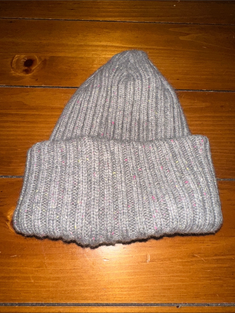 Grey Ribbed Knit Beanie Hat